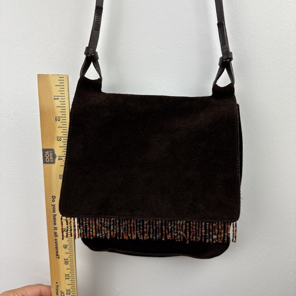 The Limited Purse Crossbody Genuine Brown Leather Beaded Work Multicolor Small - Picture 12 of 14